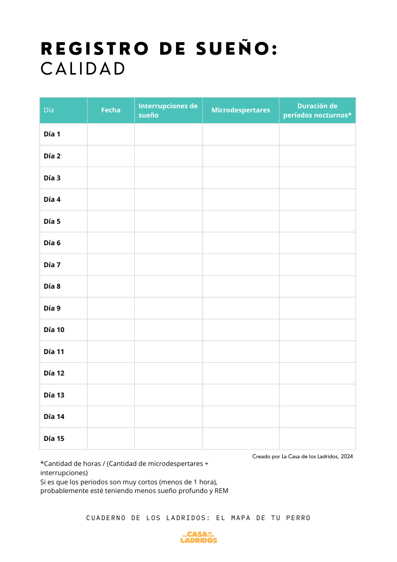 Ficha del registro de calidad del sueño